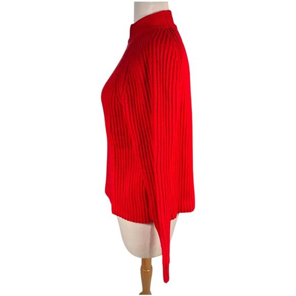 Banana Republic Red Ribbed Mock Neck Sweater – Size Medium – Cotton Wool Blend - Picture 3 of 10